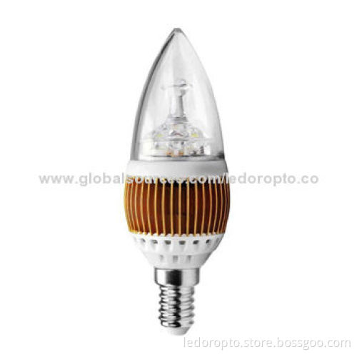 LED 3W Candle Bulbs, GU5.3/GU10/MR16/E14/E27 Base Type, with Cooling FinsNew
